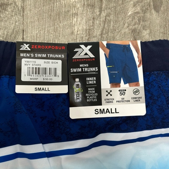 Men's Zeroxposur Small Swim Drawstring Shorts Trunks Hybrid Black Elastic Waist - Picture 7 of 9